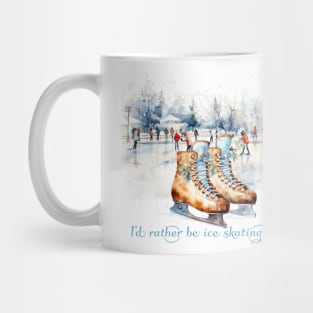 Watercolor I'd rather be ice skating Mug